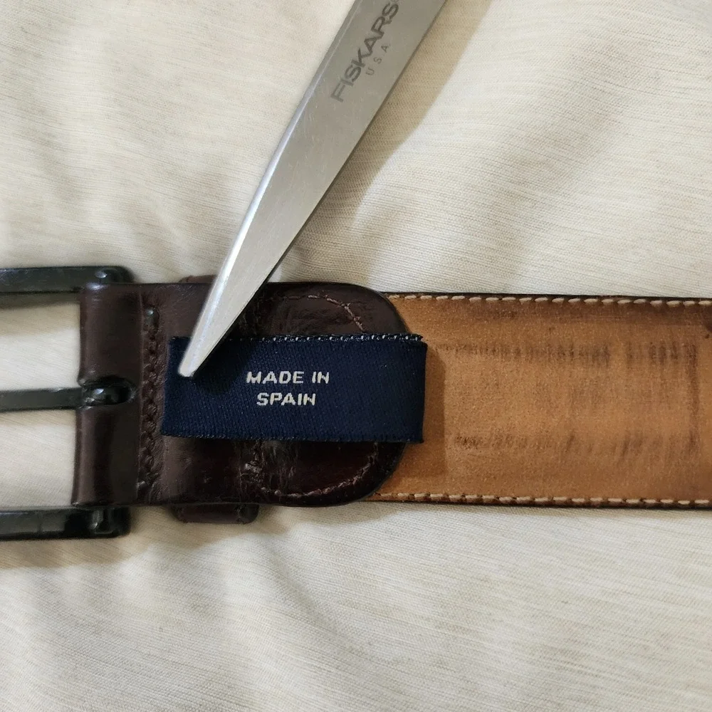 Mezlan Dress Belt Mens 34 Brown Good Braided Leather Made in Spain 4949 Western